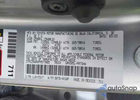 2023 Toyota Tacoma Trd Off Road z USA, uszkodzony, nr VIN 3TMCZ5ANXPM577085